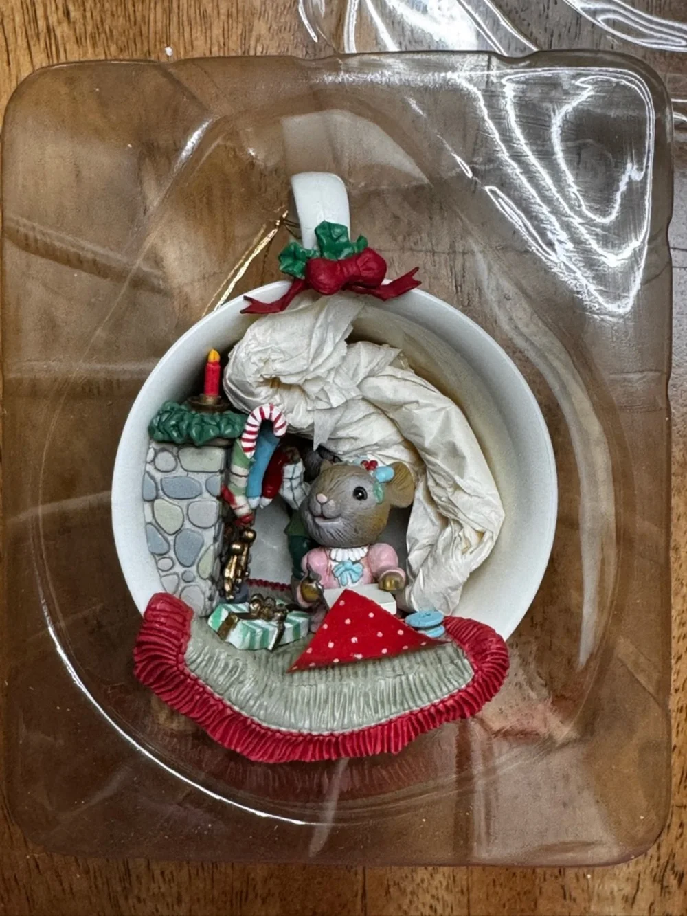 Enesco Holiday Small Pets Figurine in Red, Green, Pink, Gold and Blue